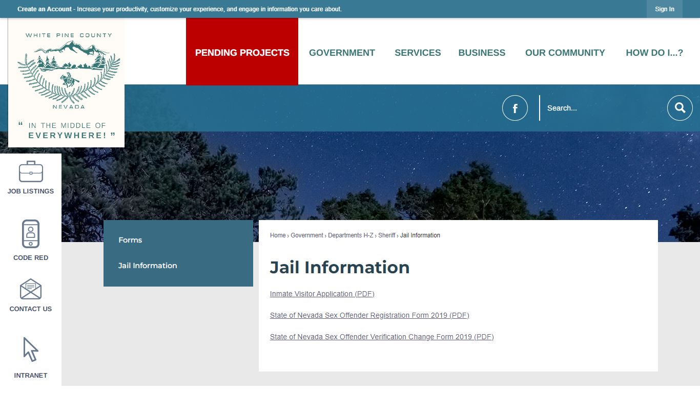 Jail Information | White Pine County, NV - Official Website