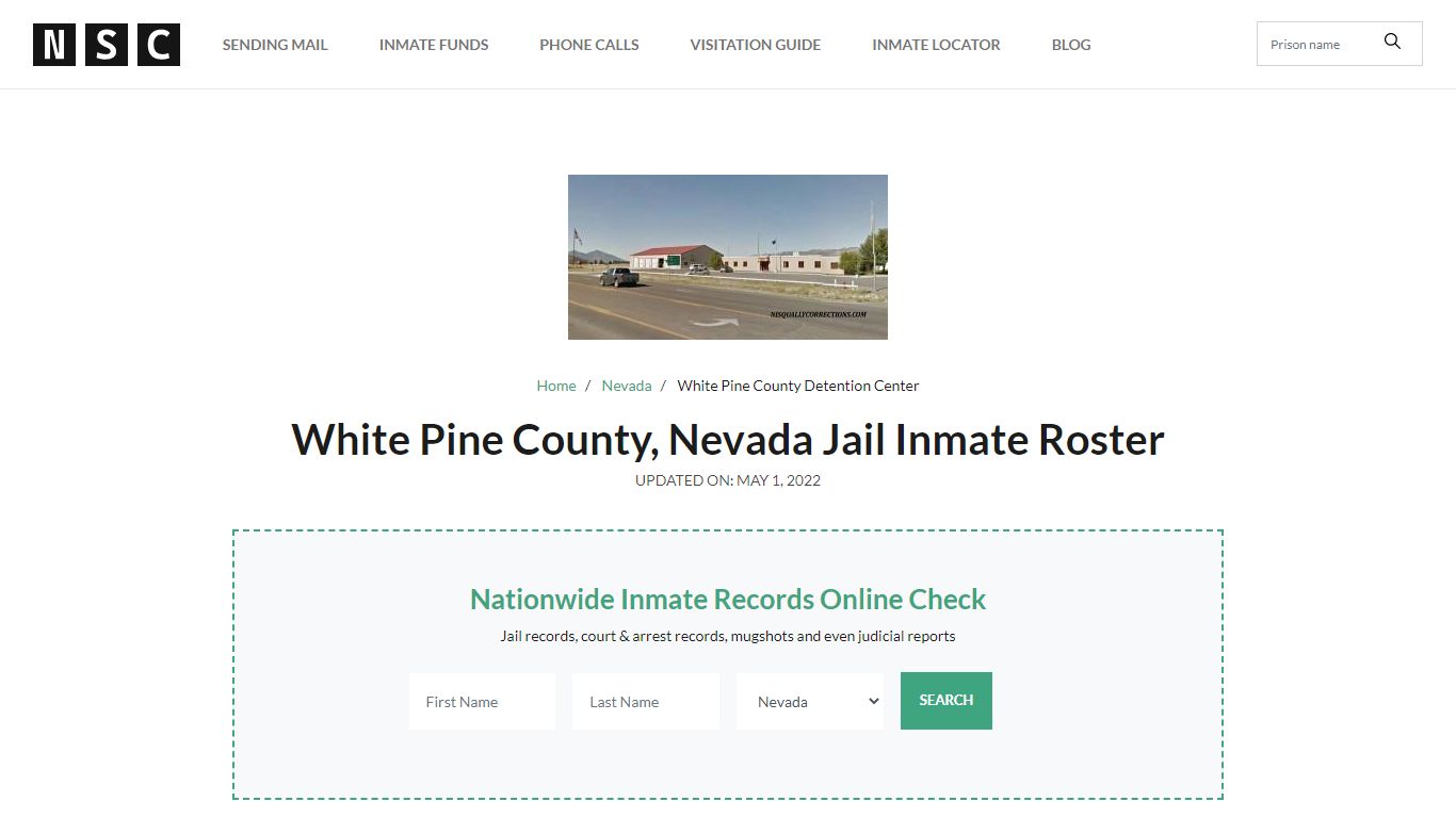 White Pine County, Nevada Jail Inmate Roster